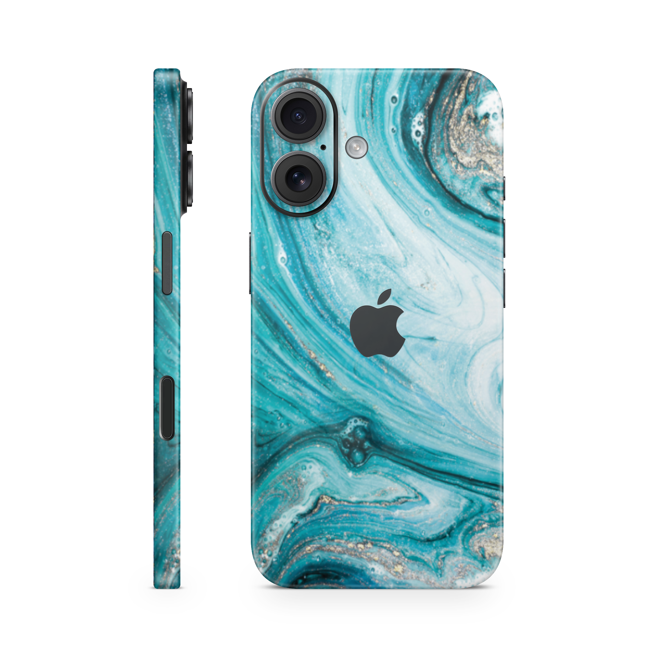 iPhone 16 plus skin liquide bleu