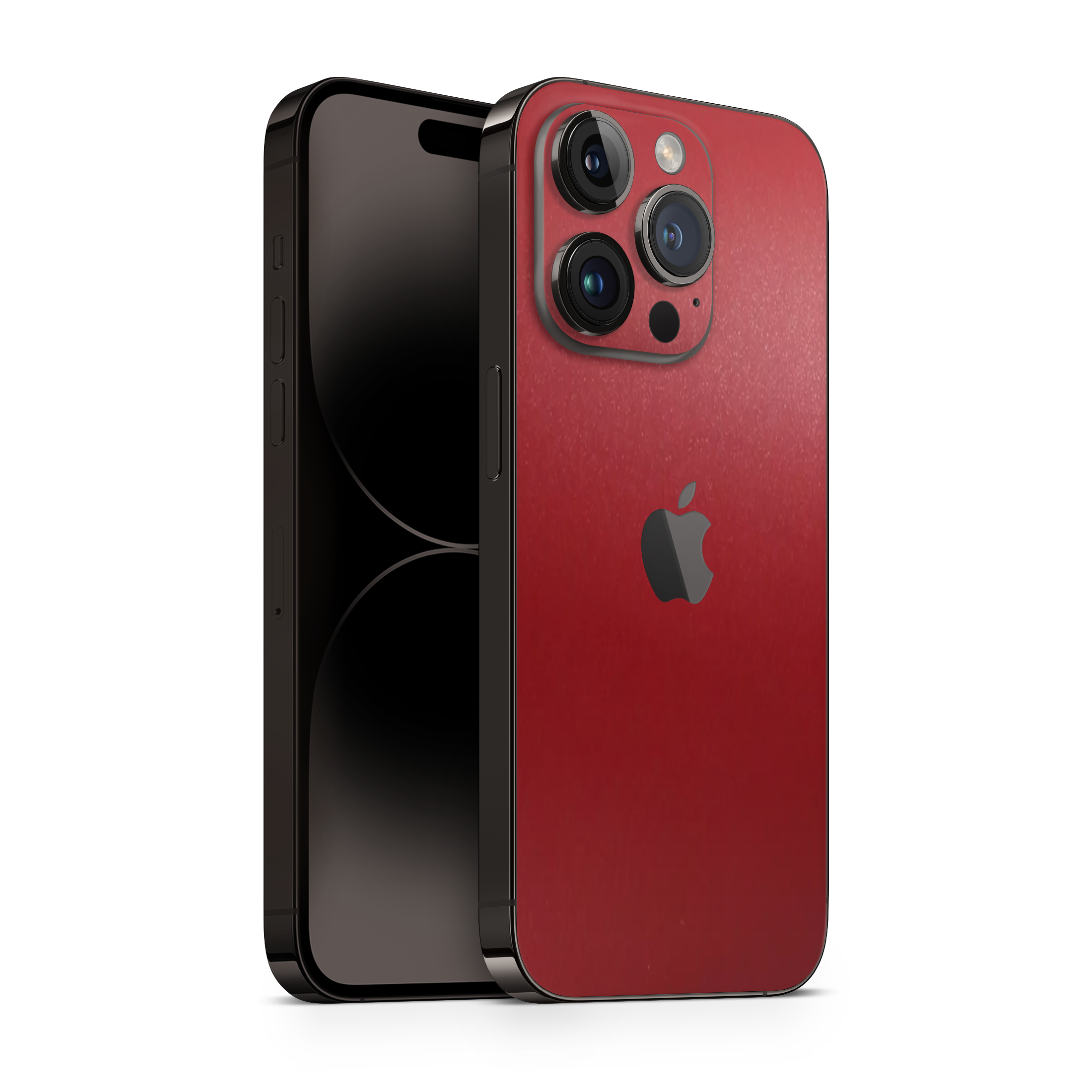 iPhone 16 par peau matt rouge métallique